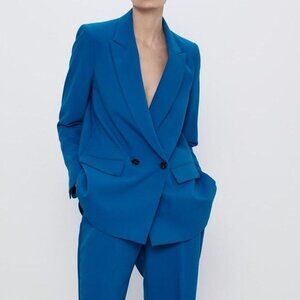 Zara Cobalt Double Breasted Blazer